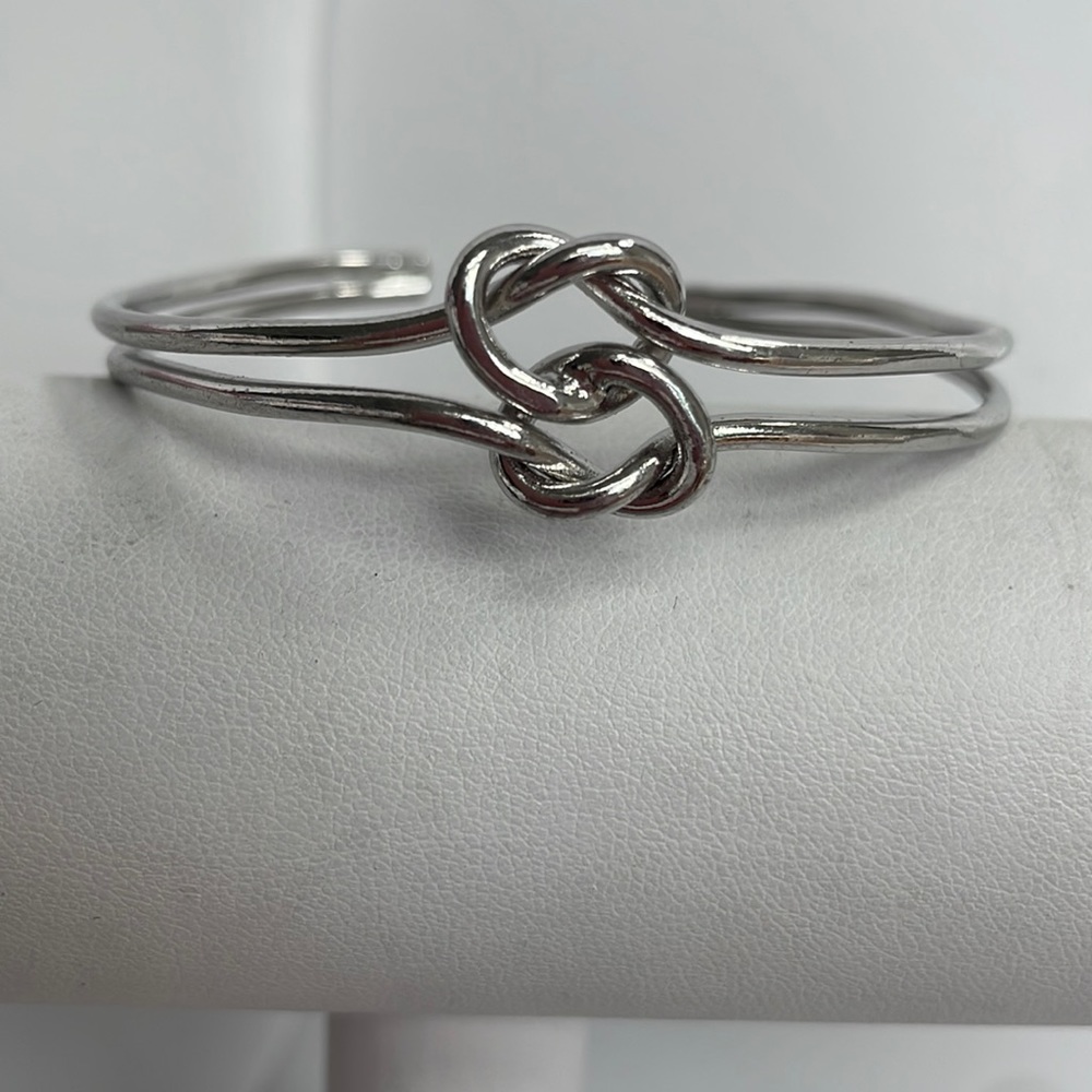 Silver Tone Double Knot Cuff Bracelet